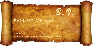 Balló Vilmos névjegykártya